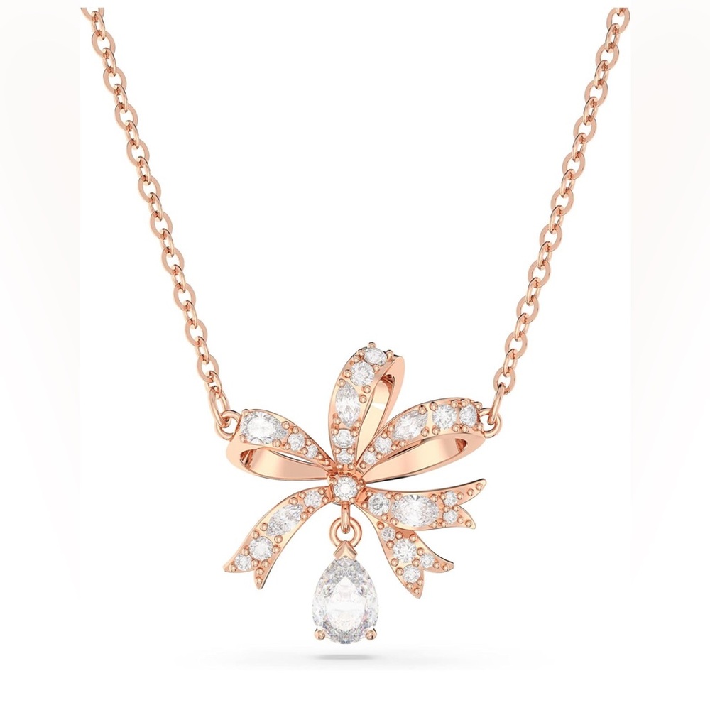 Swarovski Volta Rose Gold Crystal Bow Necklace